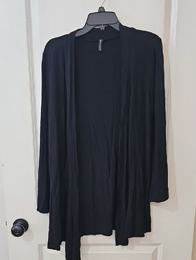 Lightweight Open-Front Black Women's Cardigan